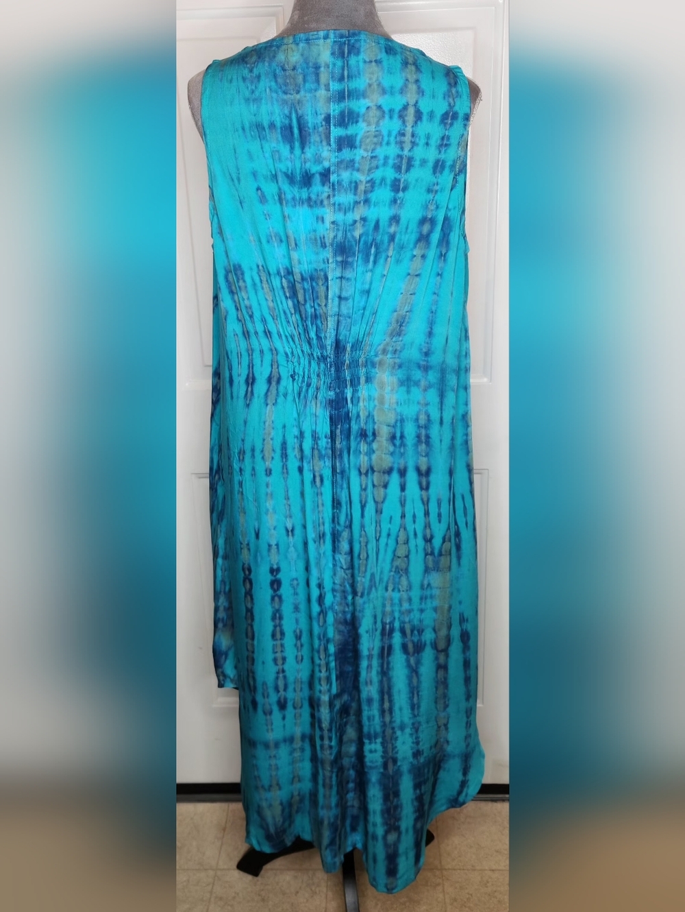 Soft Surroundings Turquoise and Navy Tie-Dye Midi/maxiDress Size 1x - Picture 2 of 7